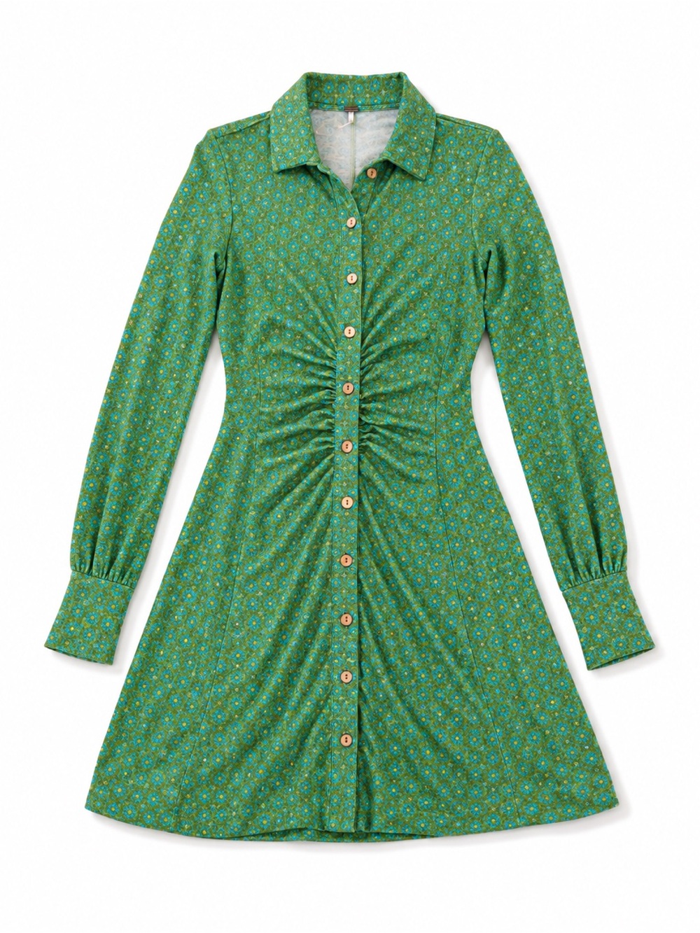 Free People Green Shirt Dreess Size 34